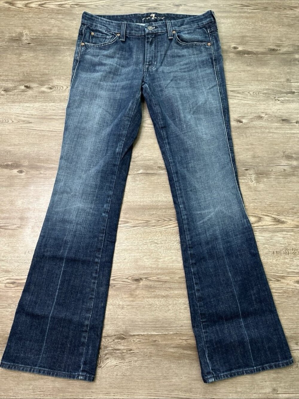 7 for All Mankind A Pocket Flare Jean Womens 31 Low Rise Full Length